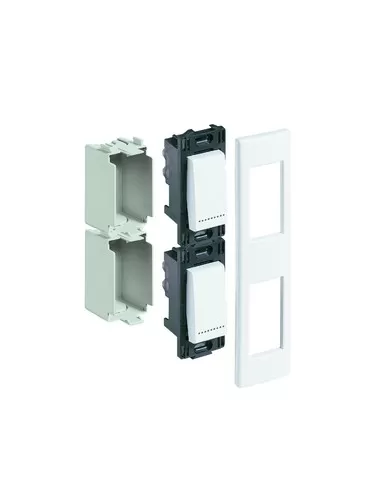 Plaque Bticino légère à 2 fentes pour profilés blancs n4812pb